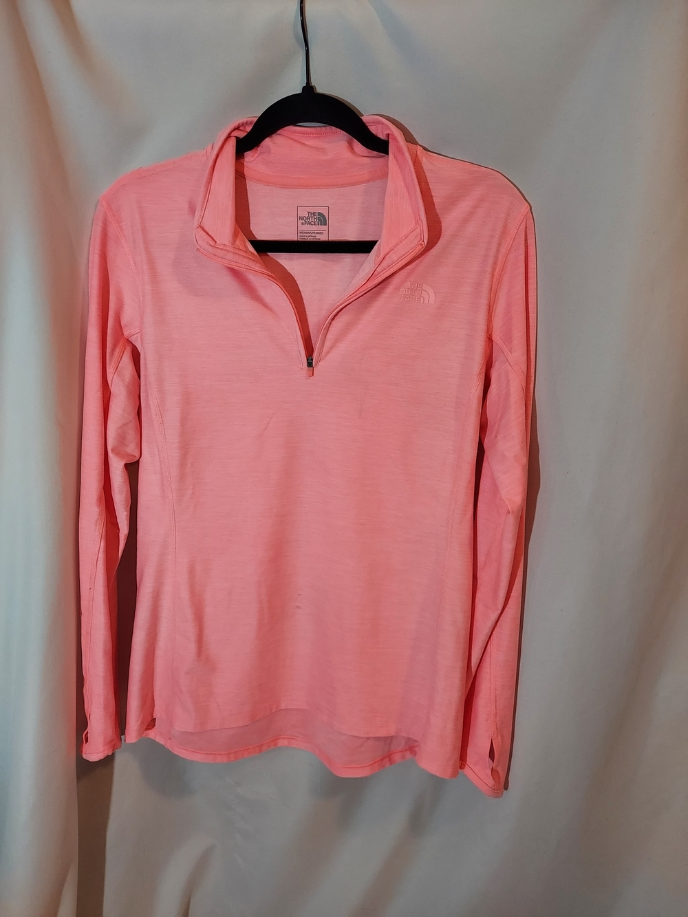 The North Face Women's Peach Pink 1/4 Zip Long Sleeve Top with Thumbholes L
